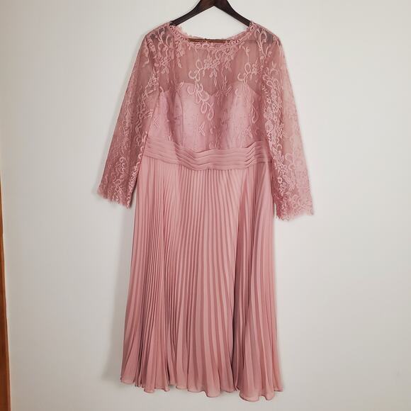 NWT JJ's House A-line Scoop Illusion Ankle-Length Lace Dress Pink - Picture 3 of 13